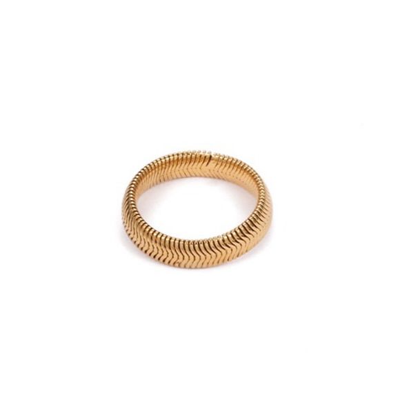 18K Gold Plated Soft Herringbone Snake Chain Wrap Ring - Picture 3 of 7